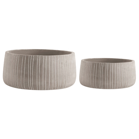 Cachepot Cinza Riscado em Cimento