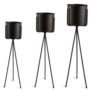 Cachepot preto com suporte