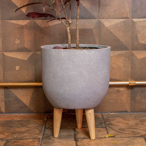 Cachepot ruth - cinza cimento
