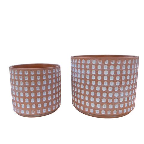 Cachepot terracota detalhado