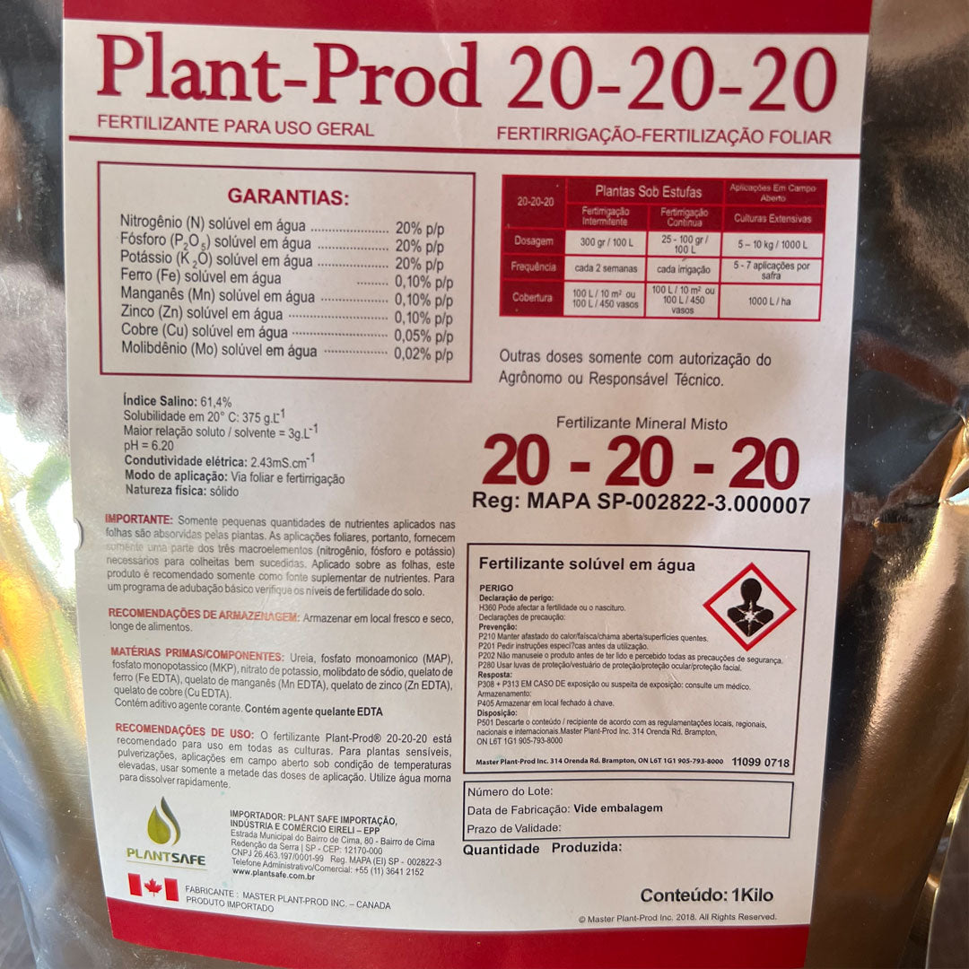 plant prod 20-20-20 fertilizer Fertilizante mineral