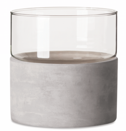Vasos Cachepots Vaso Vidro e Cimento Achatado - 2