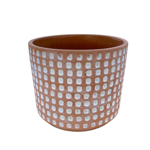 Cachepot terracota detalhado