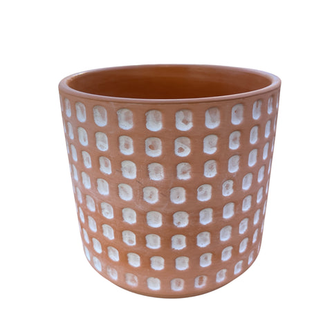 Cachepot terracota detalhado